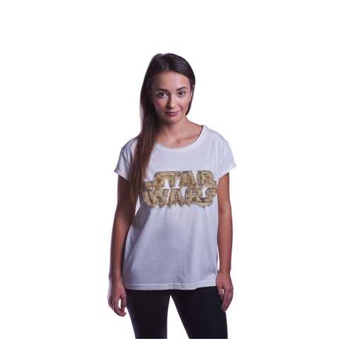 Футболка женская Good Loot Star Wars Fuzzy Logo (Чубакка) белая S в Концепт Клаб